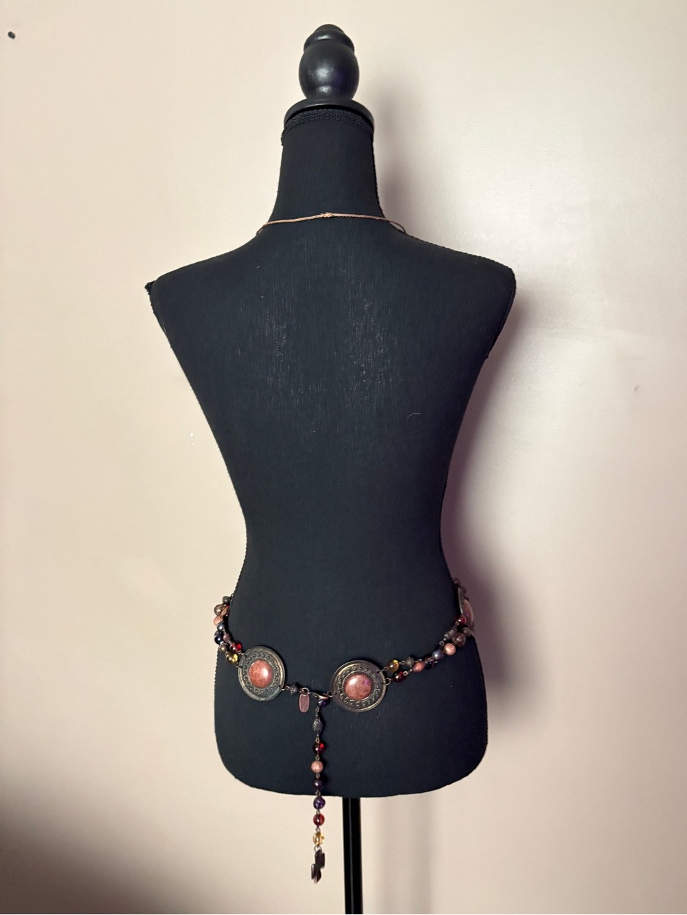 Vintage 90s The Limited medallion adjustable beaded chain belt  bronze boho EUC - Picture 4 of 15